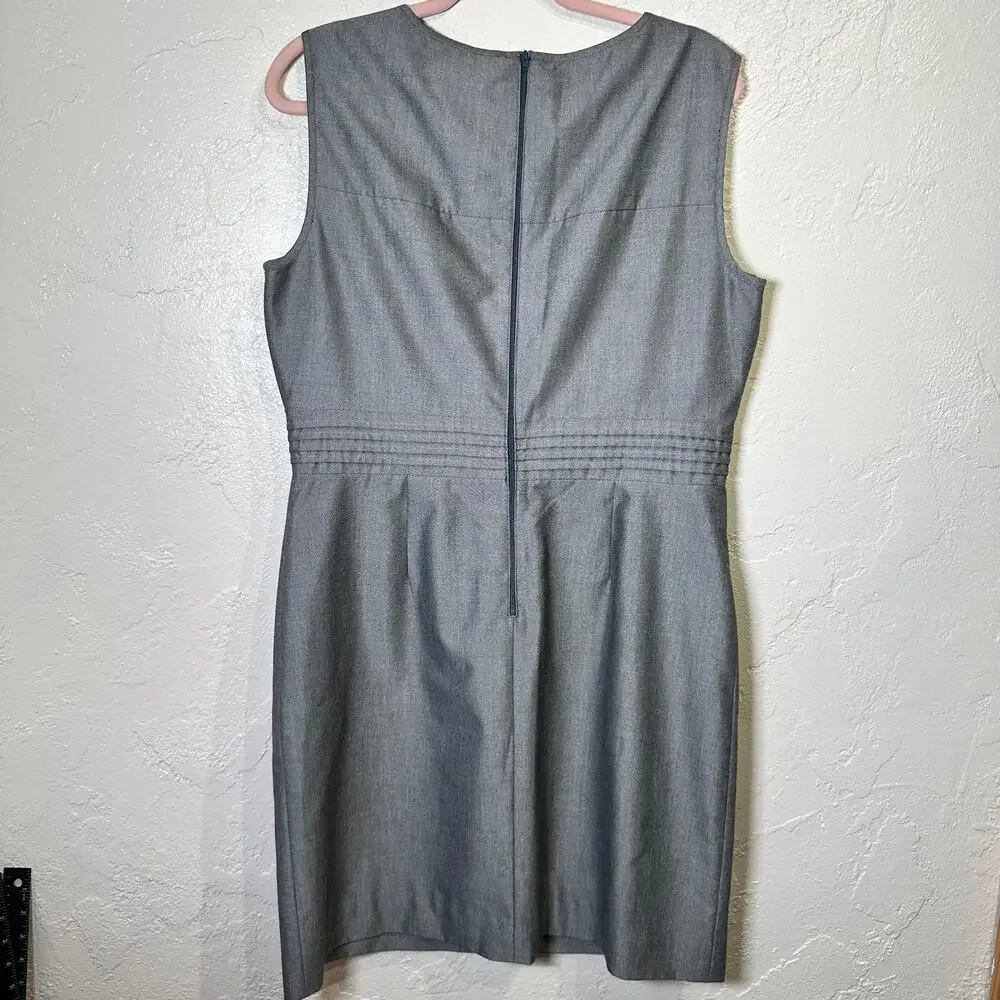 Tahari Arthur S. Levine 14 Fitted Sheath Dress Gray Professional Pintuck Pencil - Picture 2 of 7